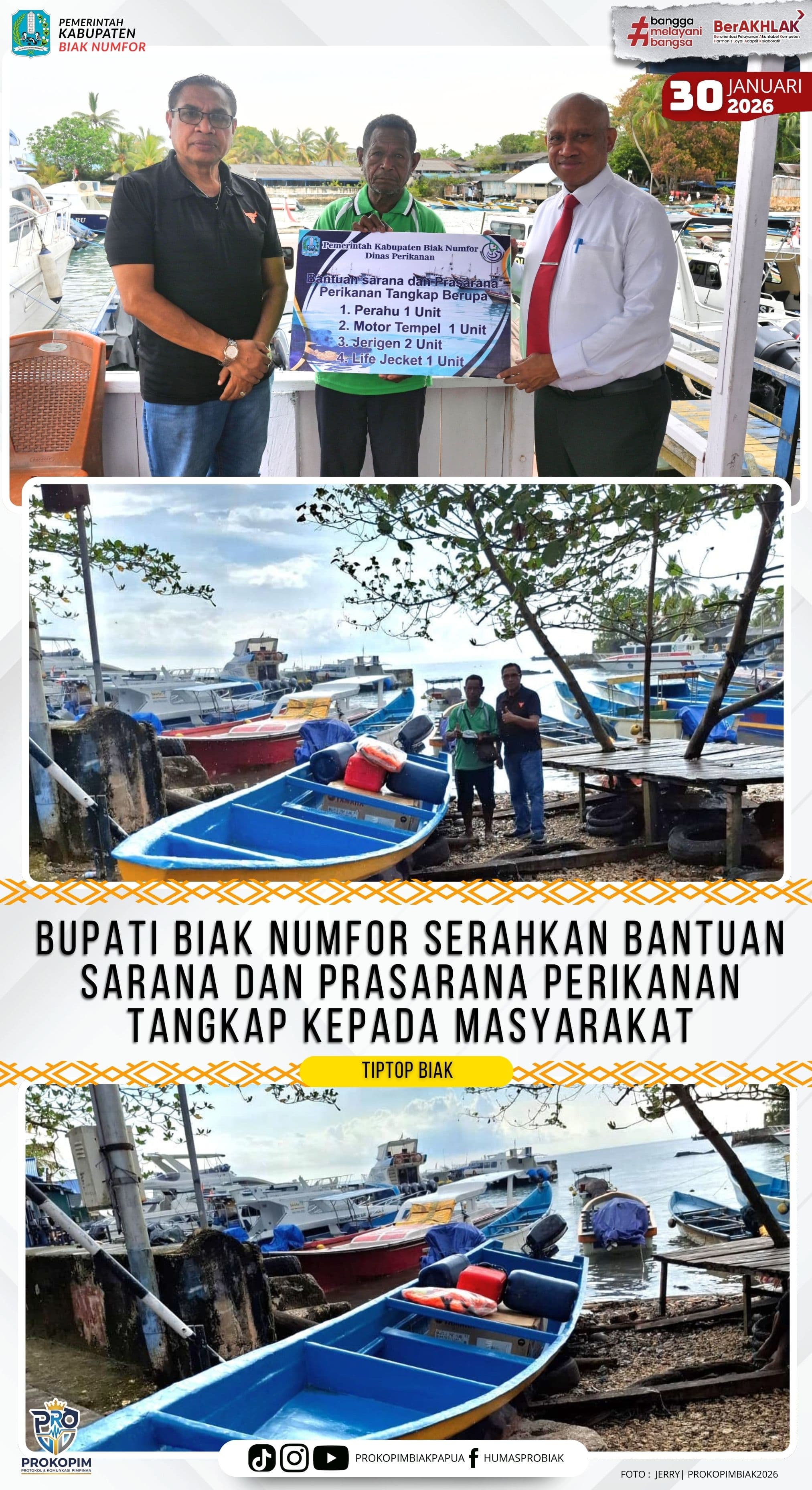 PENYERAHAN BANTUAN  SARANA DAN PRASARA PERIKANAN OLEH BUPATI